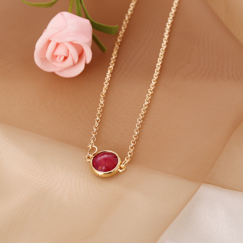 Women Leaf Alloy Gem Inlay Necklaces