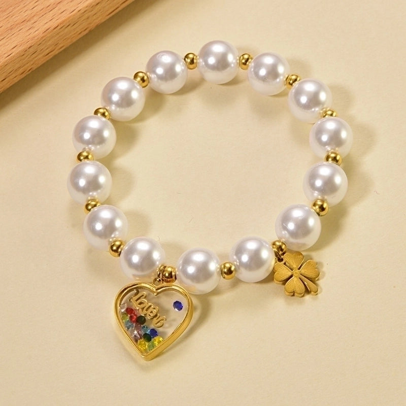 Novelty Minimalist Classic Style Devil’s Eye Palm Red Heart 304 Stainless Steel 18K Gold Plated Zircon  Bracelets In Bulk