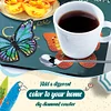 (US Only)10 Pcs Butterfly Special Shaped DIY Diamond Art Coasters Kit Crafts with Holder
