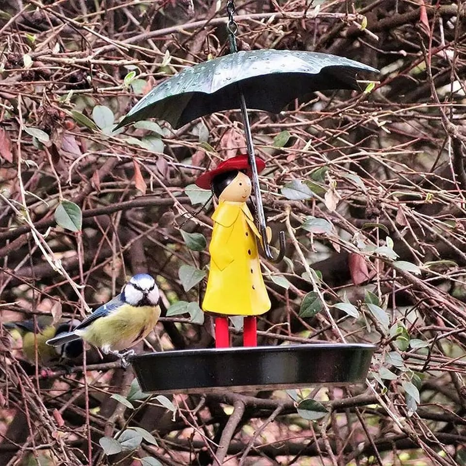 Outdoor Hanging Bird Feeders Girl With Umbrella Bird Feeder Creative  Hanging Bird Feeder Tray for Garden Yard Decoration - AliExpress