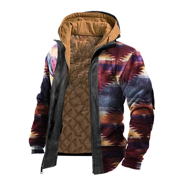Men's Retro Check Pattern Stitching Warm Wanderer Jacket IIIV