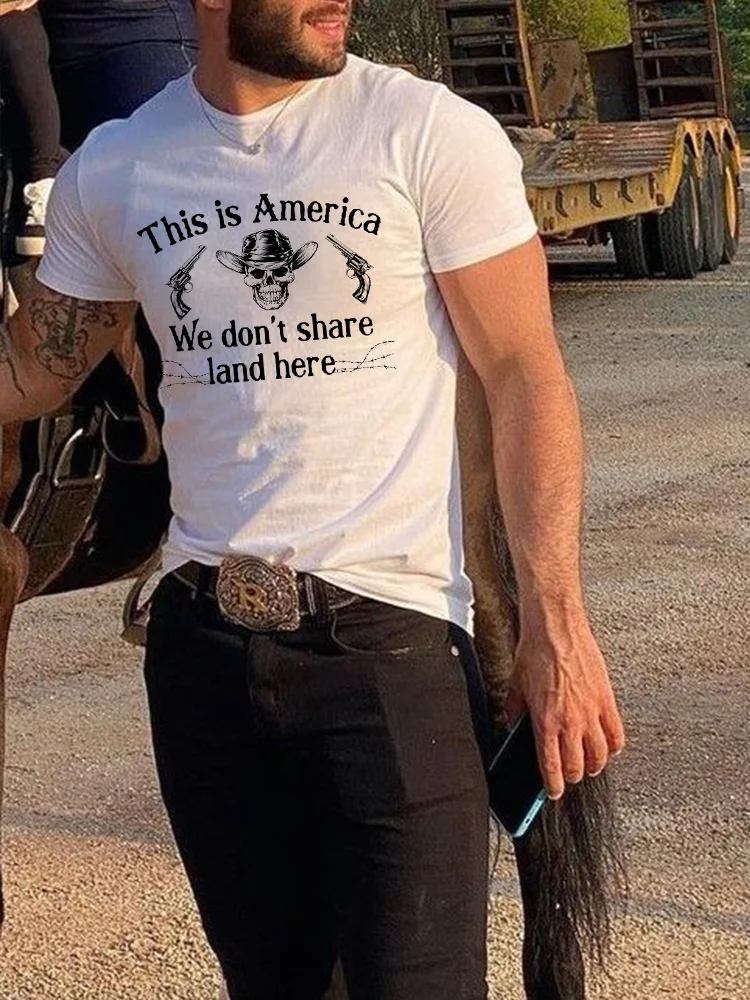 Western Cowboy Letters Print Short Sleeve T-Shirt