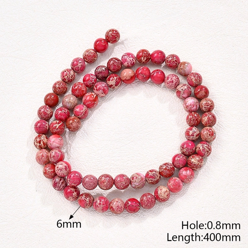 1 Strand/Package 6mm Hole Under 1mm Natural Stone Imperial Jasper Marble Simple Polished Beads