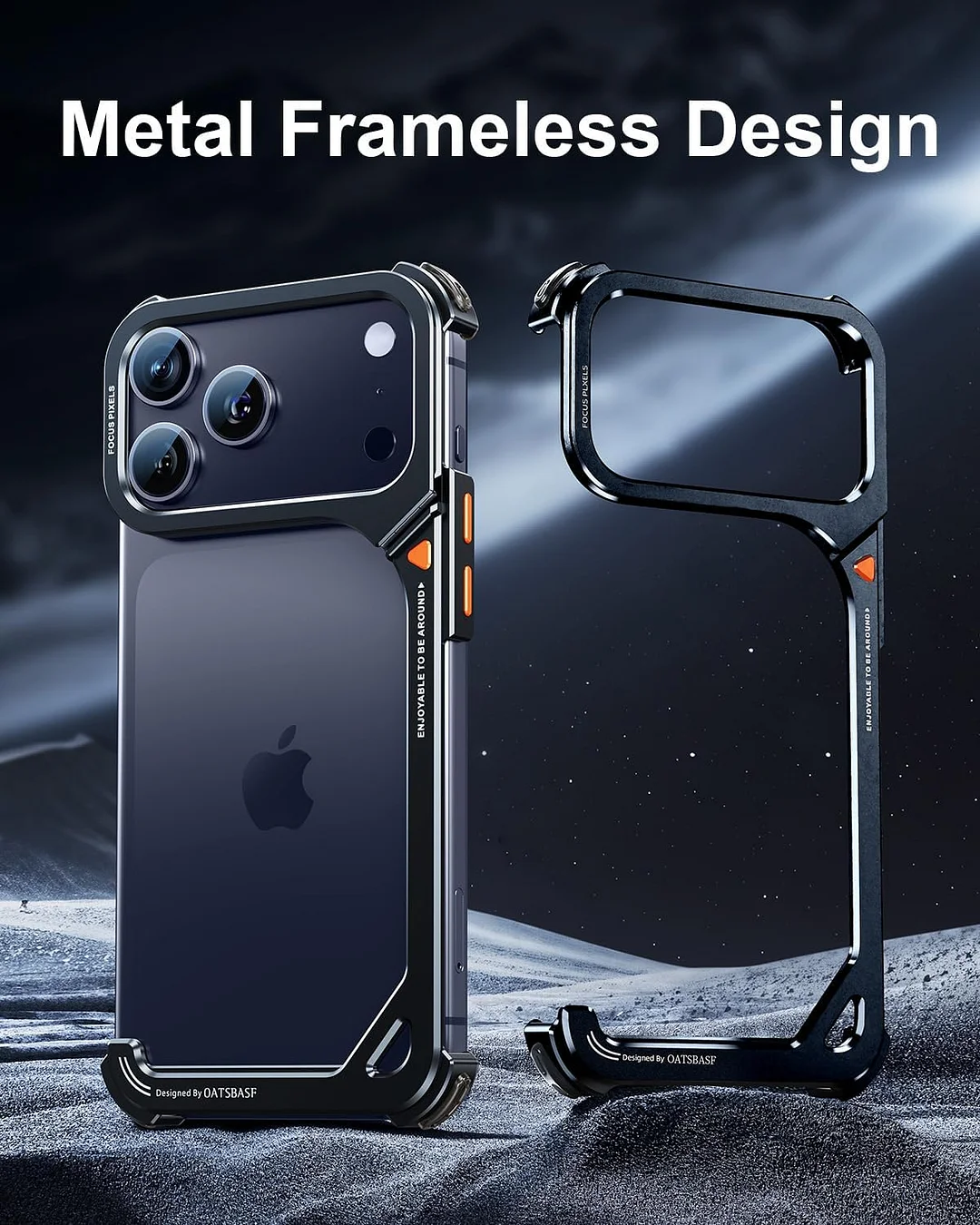 Compatible with iPhone 17 Pro Max metal protective case, aluminum frame, slim backless design, MagSafe compatible, shockproof protection, minimalist frameless phone case, natural titanium