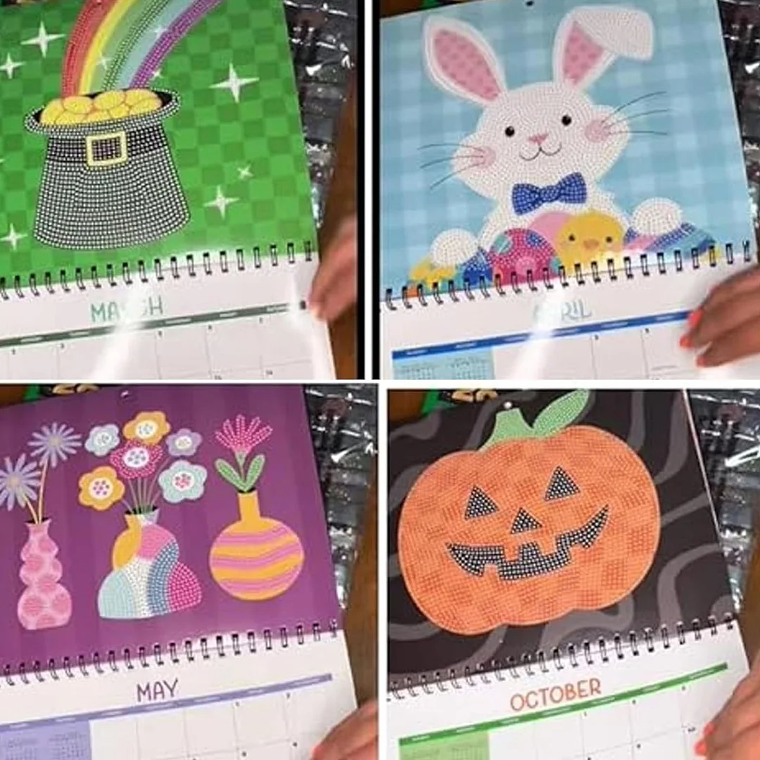 2026 Diamond Art Painting Calendar DIY Wall Calendar 12-Month Flip Wall Calendar