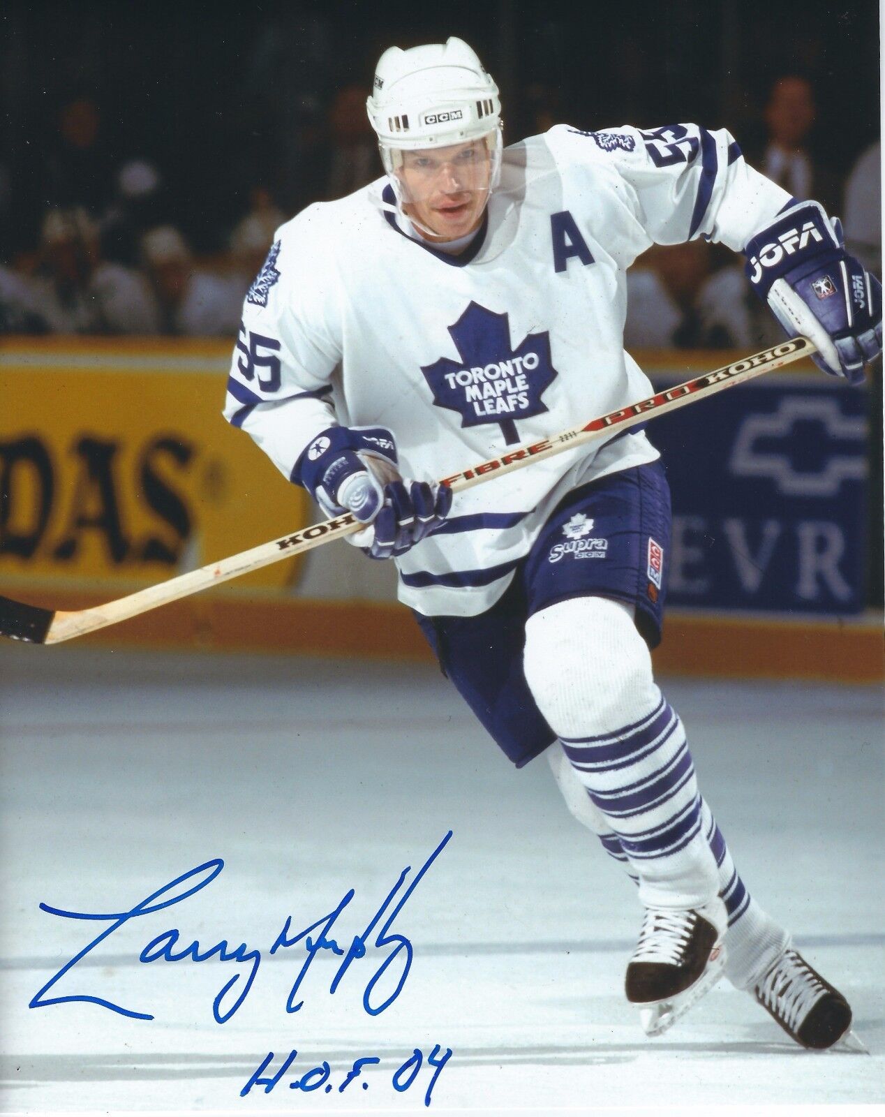 Signed 8x10 LARRY MURPHY HOF 04 Toronto Maple Leafs Photo Poster painting - COA