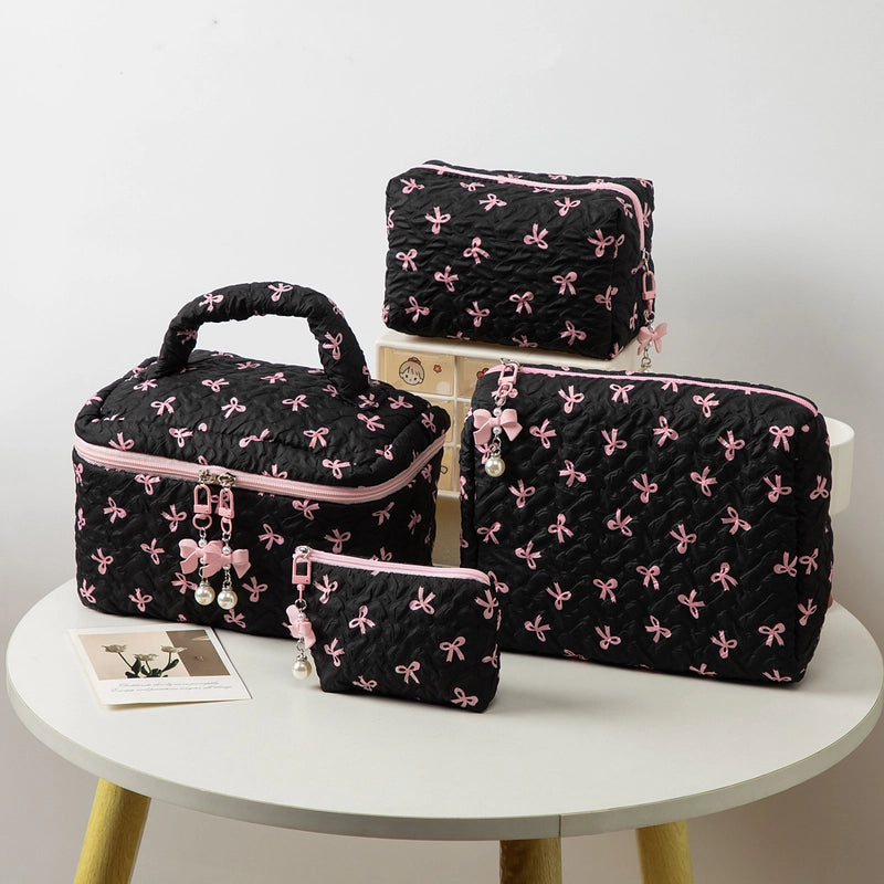 Cute Bow Knot Polyester Square Makeup Bags4