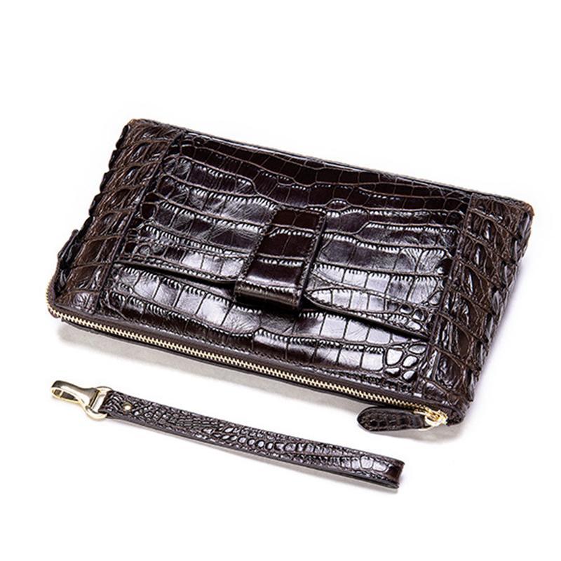 Mens Business Crocodile Leather Clutch Bag