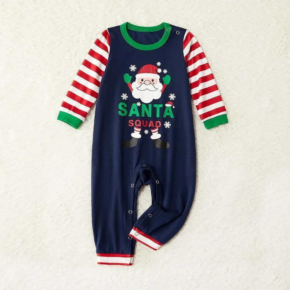 Merry Christmas Santa Squad Striped Family matching Pajamas Set