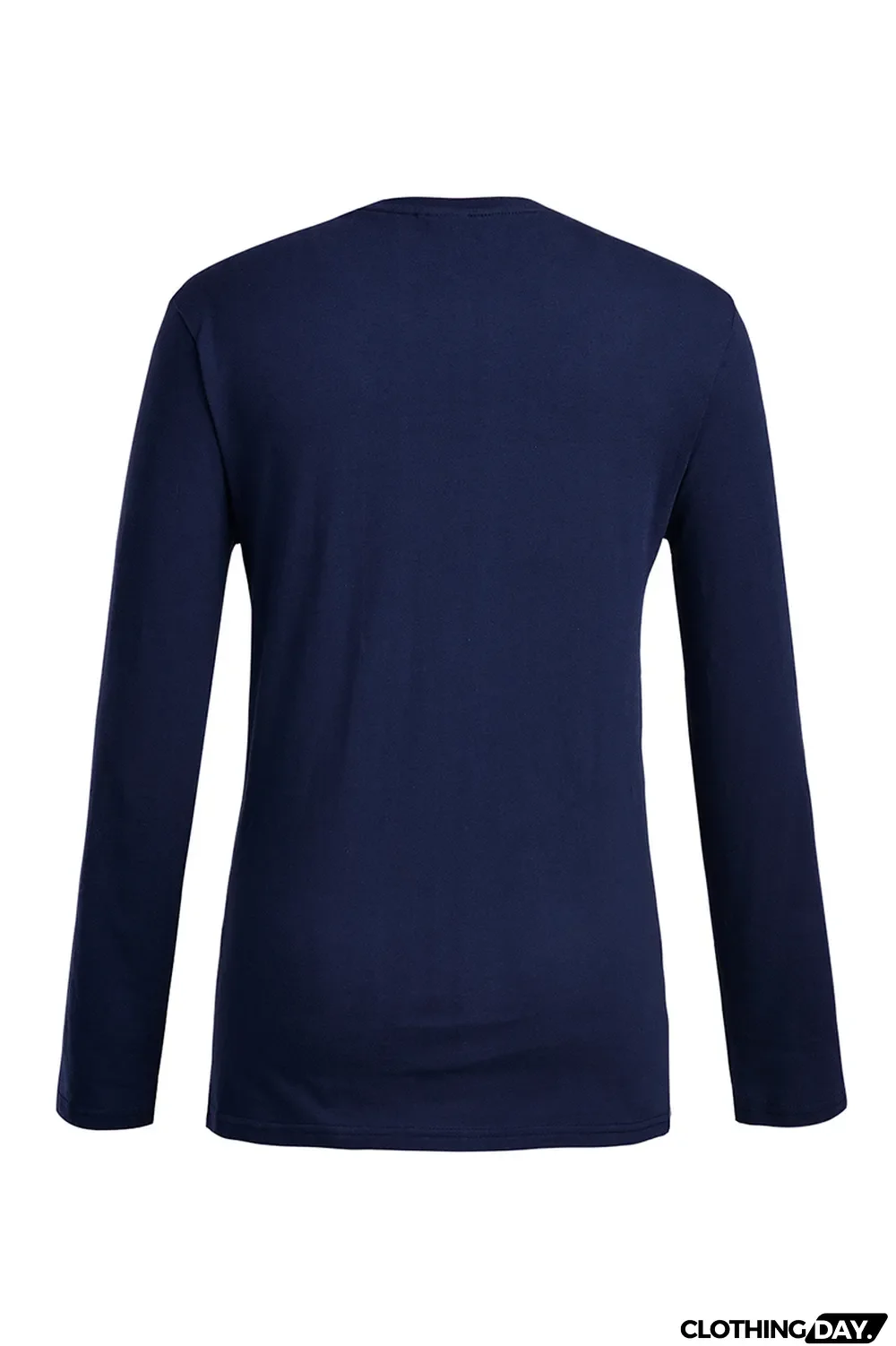 Navy Blue Casual Daily Print Letter O Neck Tops