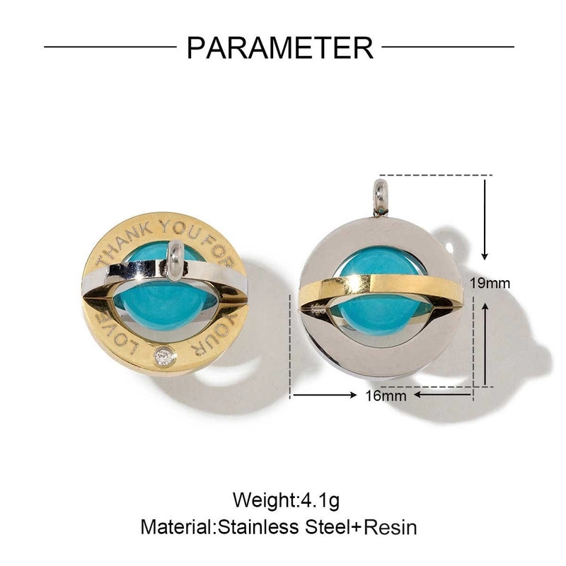 3 PCS/Package 18*19mm 201 Stainless Steel Natural Stone 18K Gold Plated Square Rhombus Polished Jewelry Accessories Pendant