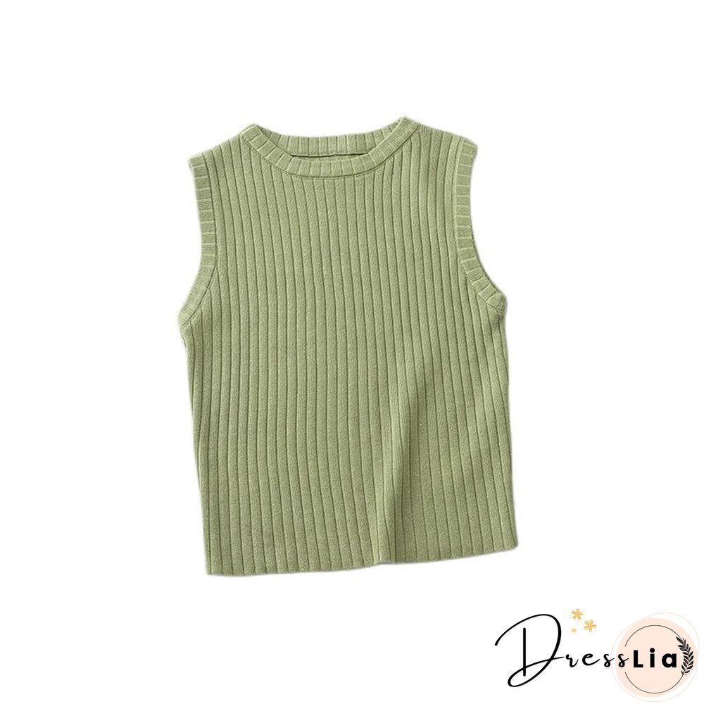 Heliar Plain Pink Knitted Tops Women Tank Tops Strapless Solid Vest For Women Vest Tops Summer Tank Tops