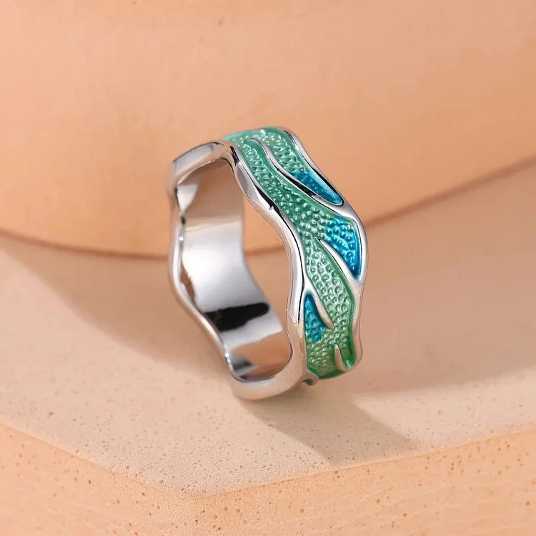 Fashionable ocean minimalist personalized mint green enamel star ring
