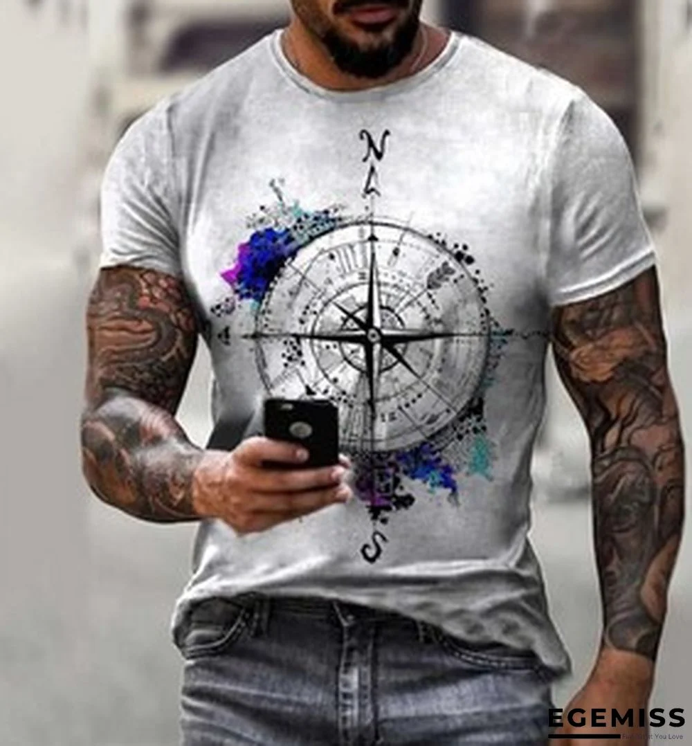 Men's Animation Loose Youth Sports Round Neck Bottomed T-shirt | EGEMISS