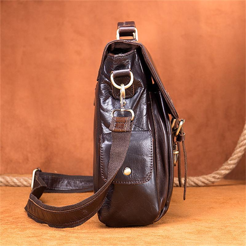 Men's Business Handbag Retro Leather Flip Type Crossbody Bag