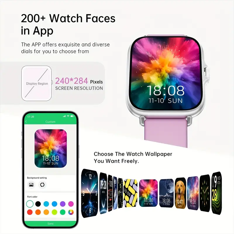  watch 1 83 full display with message answer make call smartwatch monitoring sports pedometer information alerts for iphone phones smartbands fitness watch for women men friend gift birthday gift Product details 8