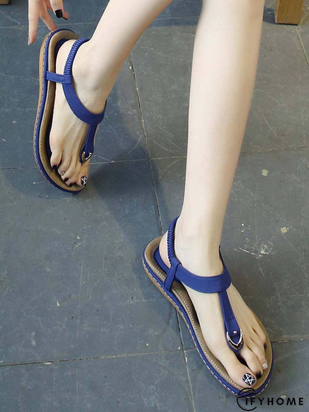 Women's Beach Metal Buckle Trim Flip-On Sandals | IFYHOME