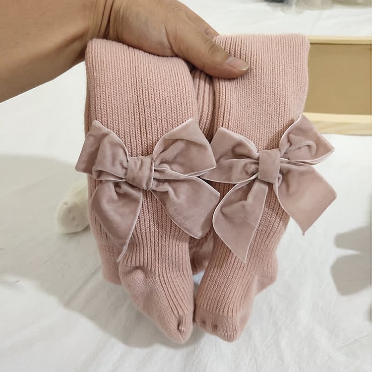 Baby Bowknot Fleece Lined Tights