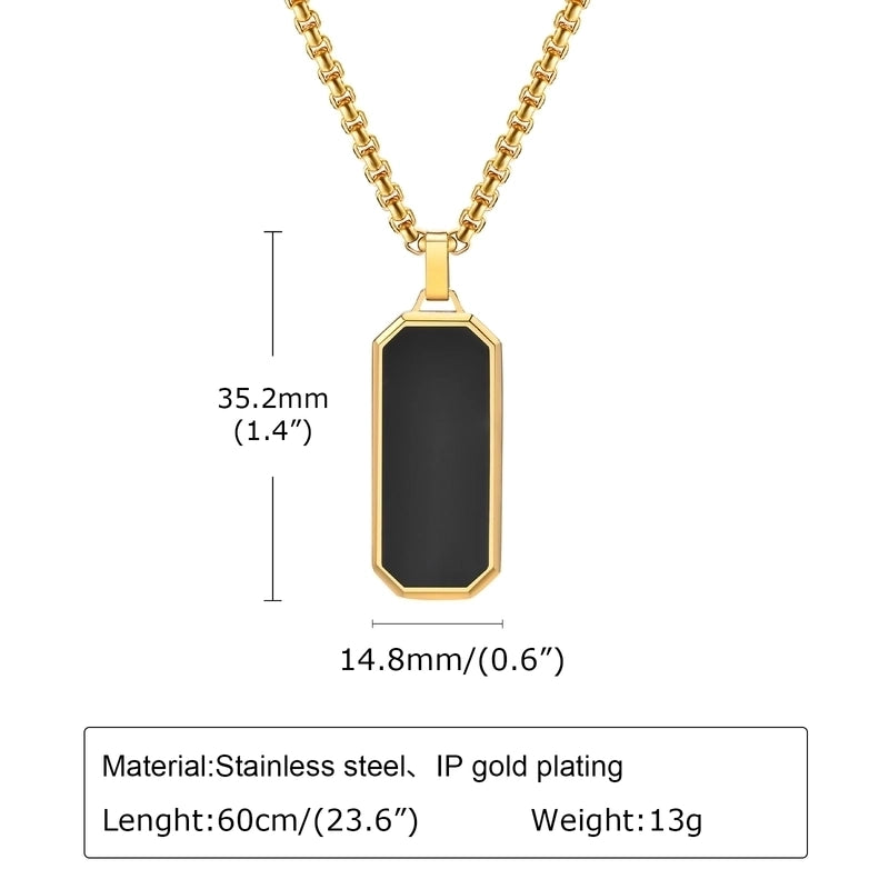 Minimalist Rectangle 304 Stainless Steel Epoxy Plating 18K Gold Plated Men's Pendant Necklace