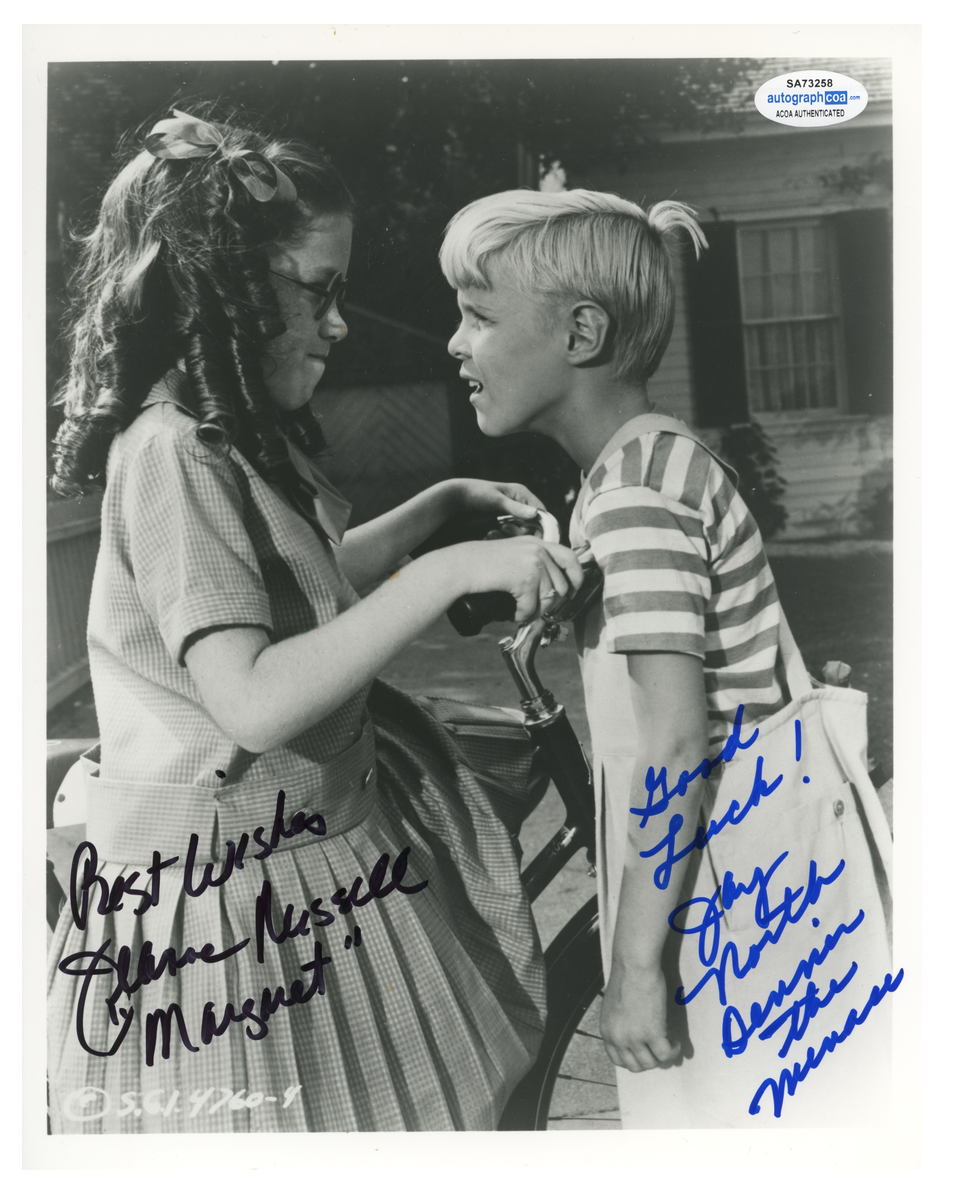 Jay North Dennis The Menace Jeanne Russell ACOA Signed Autograph 8 x 10 Photo Poster painting