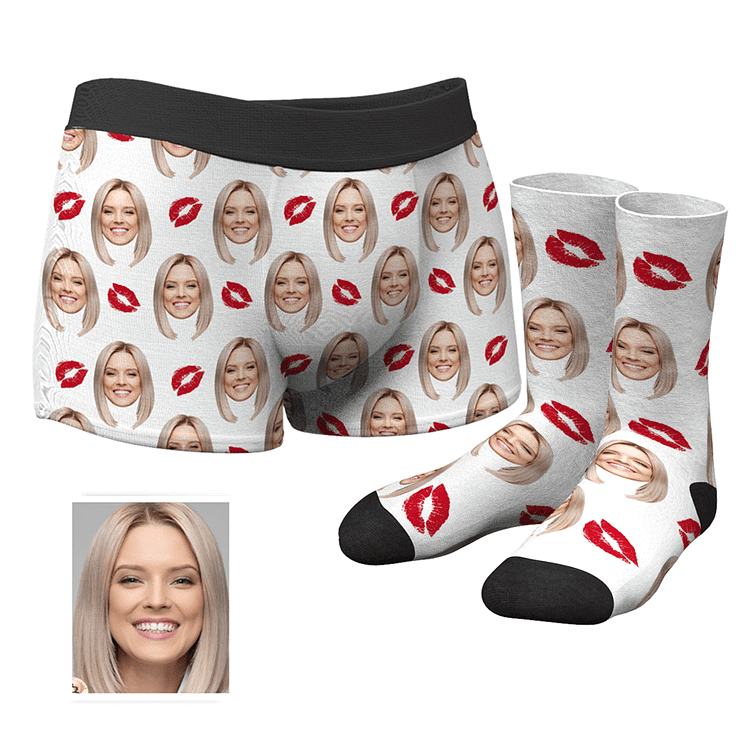 Custom Kiss Boxer Shorts And Socks Set