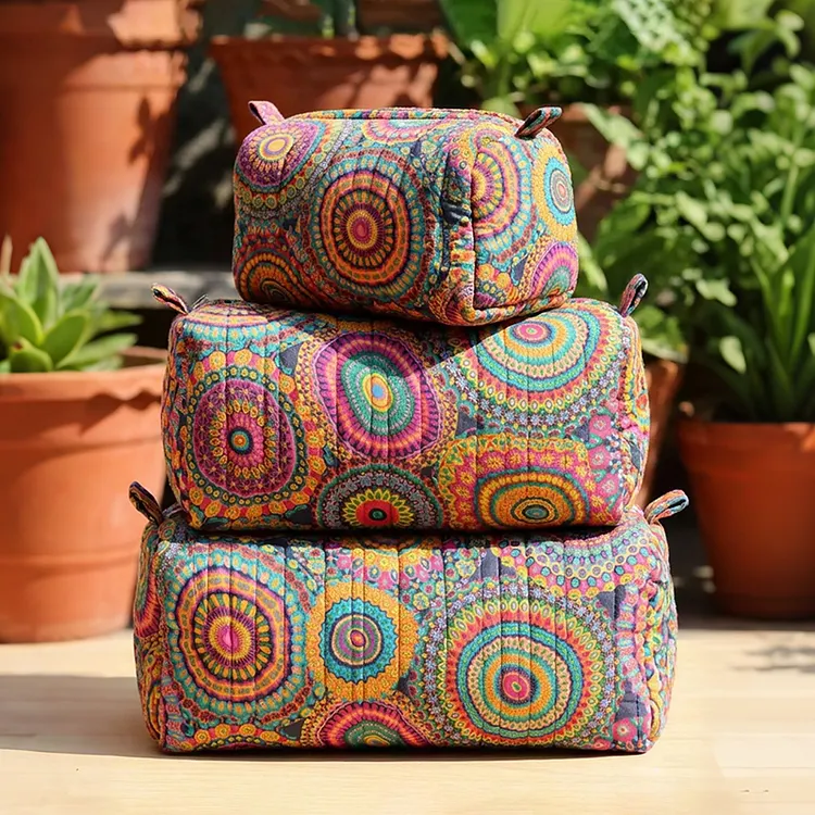 Hippie Quilted Ethnic Print Multi Functional Storage Bag