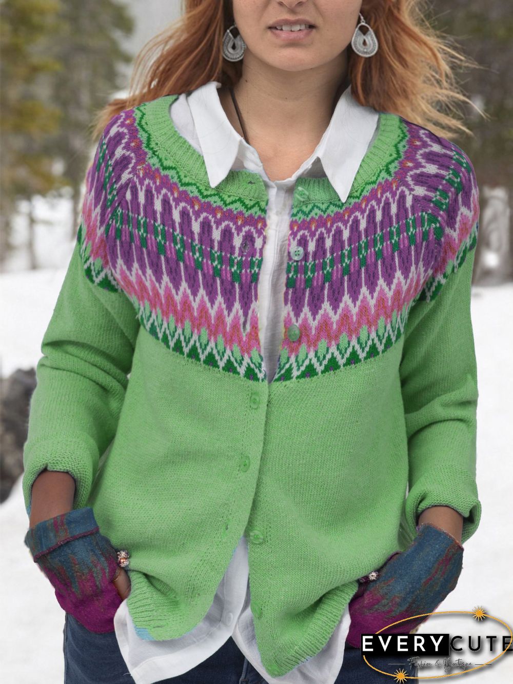 Printed Cotton Casual Cardigans