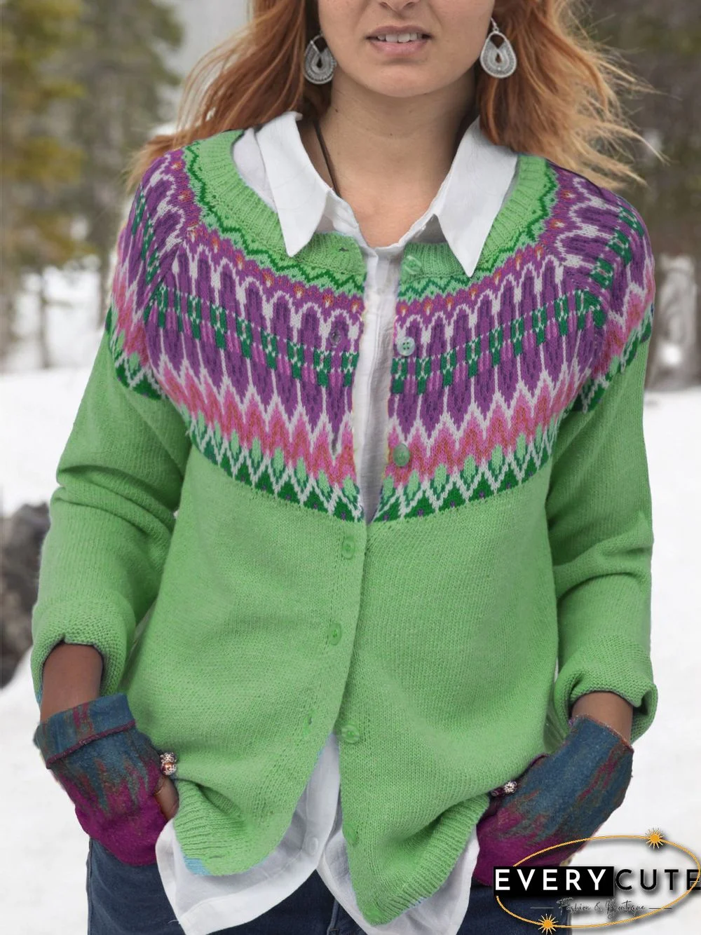 Printed Cotton Casual Cardigans