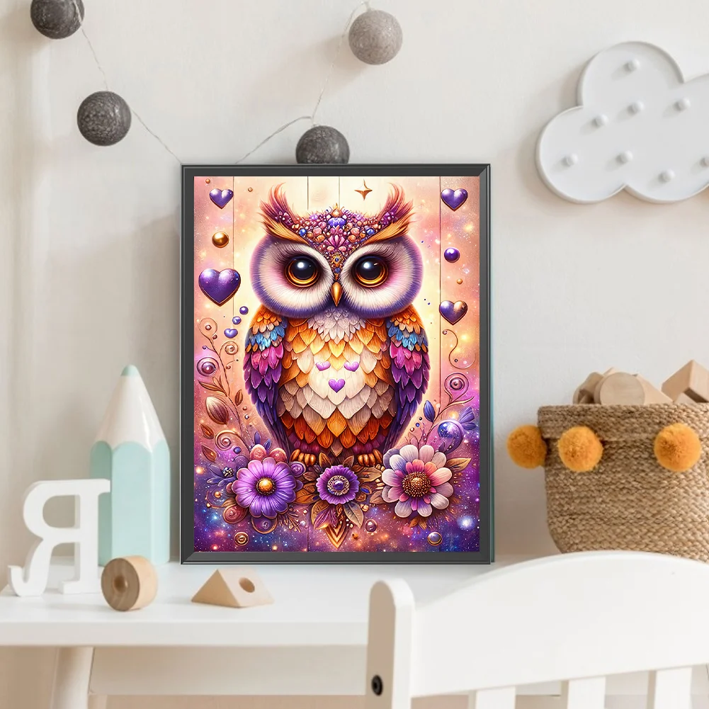 Diamond Painting - Full Round Drill - Flower Owl(Canvas|30*40cm)