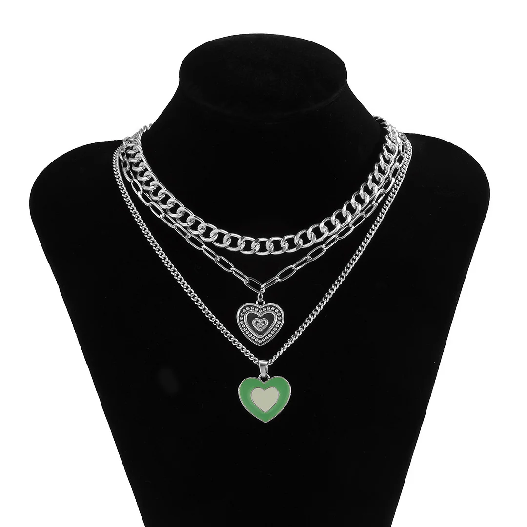 Multiple sets of love metal necklaces
