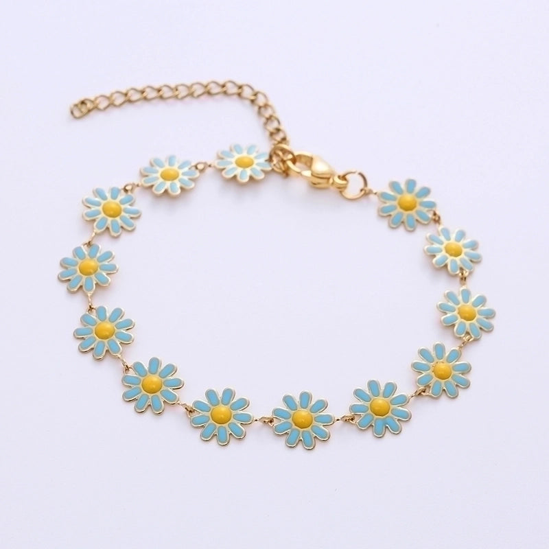 Bohemian Flower 304 Stainless Steel 18K Gold Plated No Inlaid Stainless Steel Bracelets In Bulk
