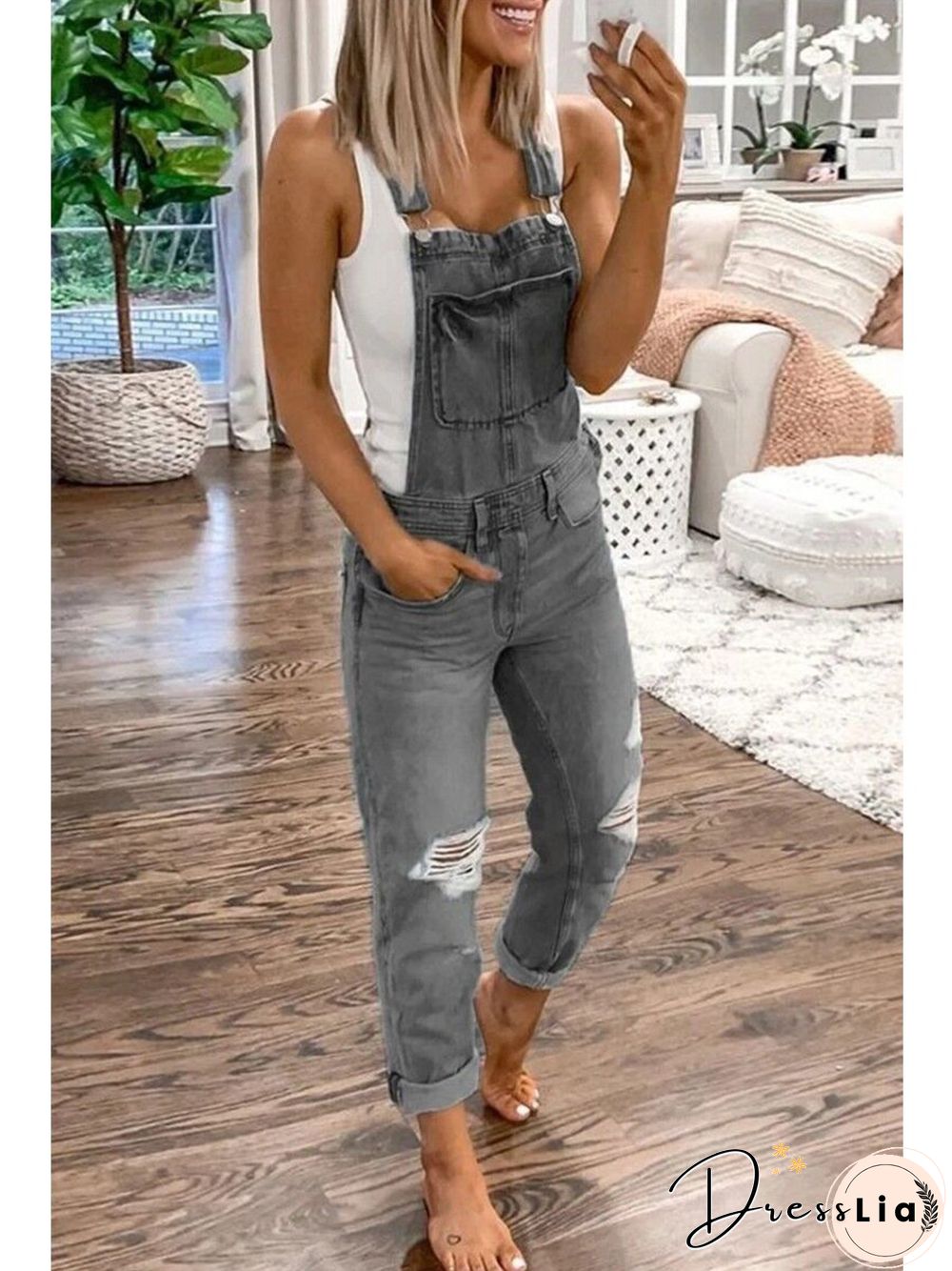 Blue jeans casual one piece pants P10258