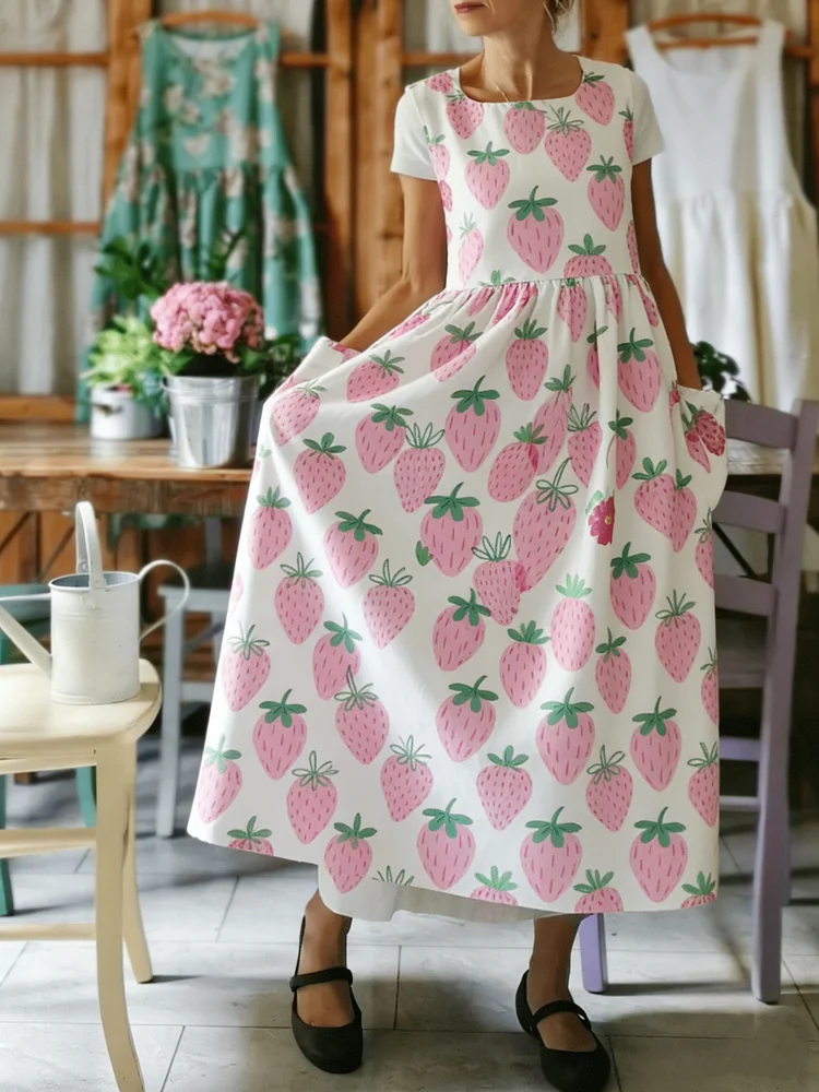 Strawberry Print Apron