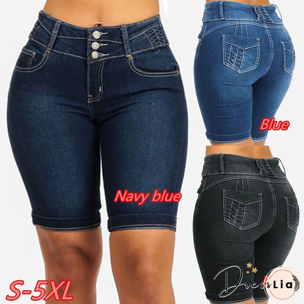 Summer Women Fashion Short Denim Pants Casual Slim Fit Short Pants Ladie Skinny Shorts Plus Size Blue Jean Leggings S-5XL