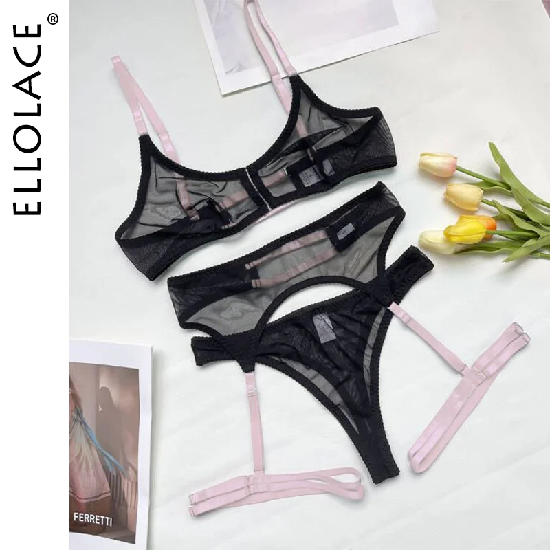 Billionm Ellolace Lace Lingerie Sexy Outfits For Woman Contrast Color Sensual Seamless Underwear Garters Erotic Short Skin Care Kits