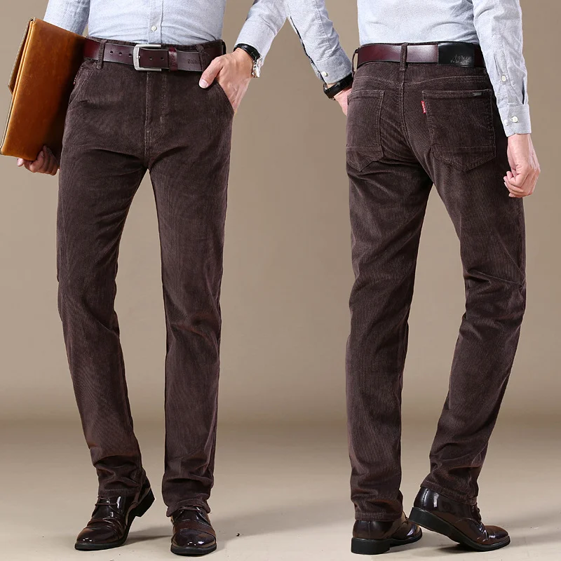 Men's Corduroy Pants Straight Slim Stretch Business Men's Casual Long Pants