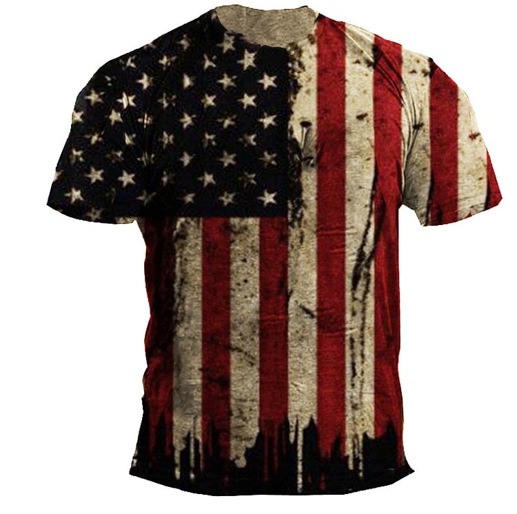 Men's Tactical Flag Print Short Sleeve T-Shirt