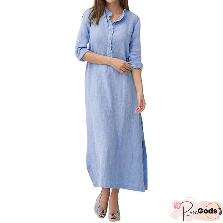 Ladies' Casual and Loose Retro Dress Linen