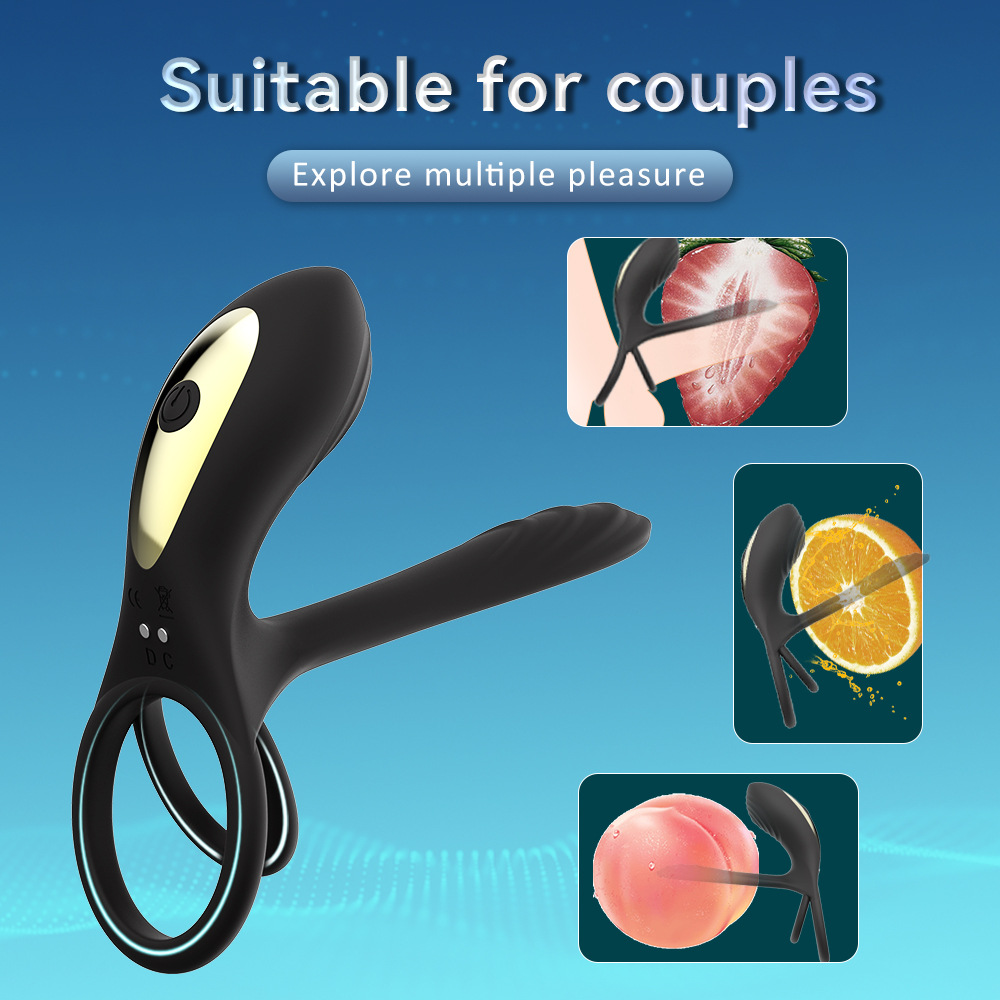 Enhance Intimacy with Double-point Strong Shock Penis Ring for Couples