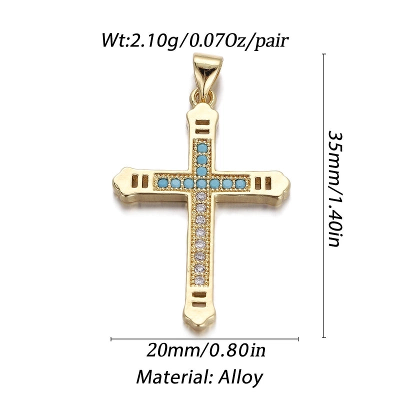 1 Piece Copper Zircon Cross Pendant