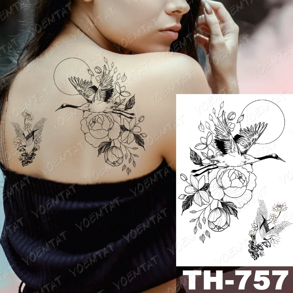 Waterproof Temporary Tattoo Stickers Fox Dragon Wolf Monster Old School Lotus Peony Flash Tatto Women Men Body Art Fake Tattoos