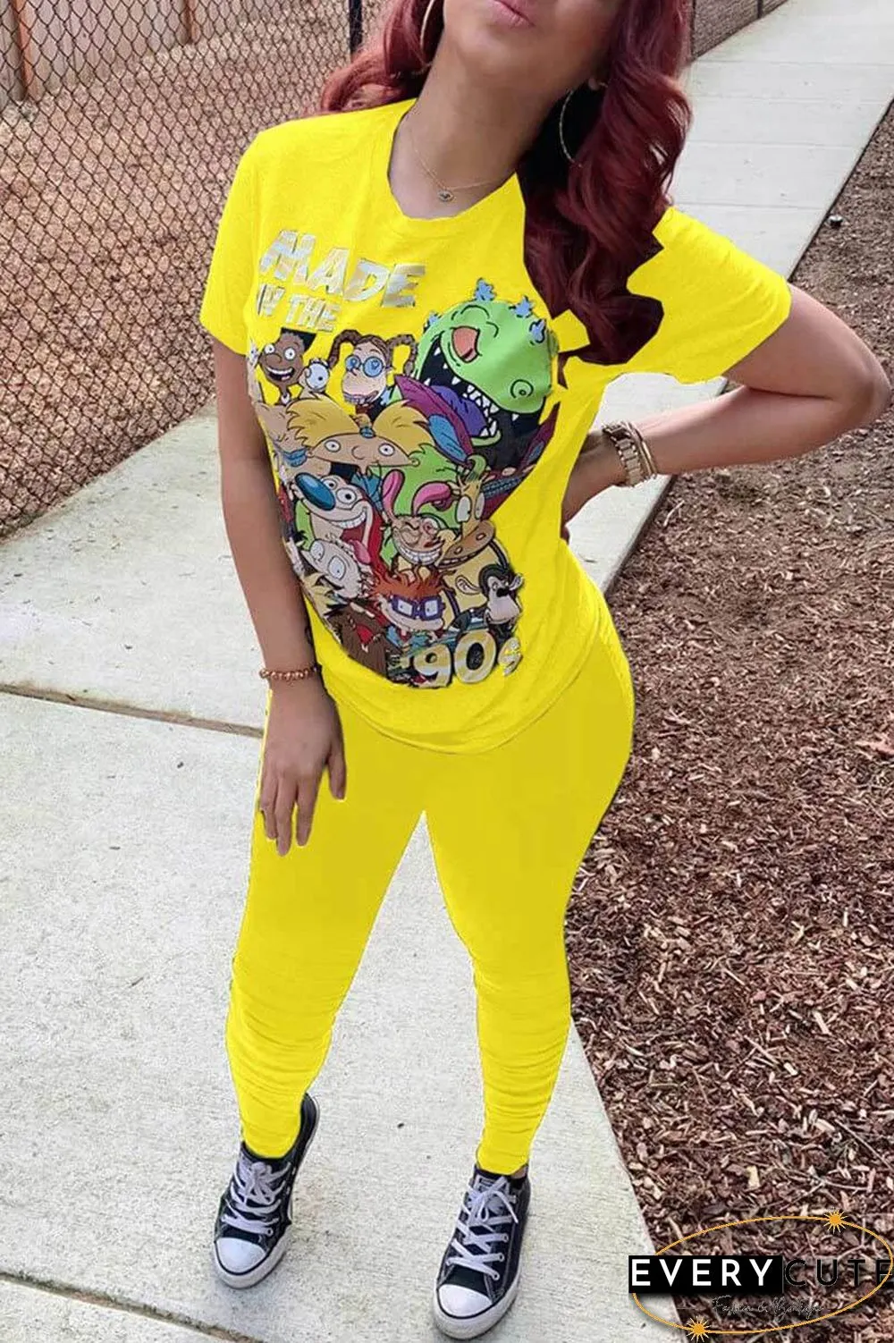 Fashion Cartoon Printed Casual Set