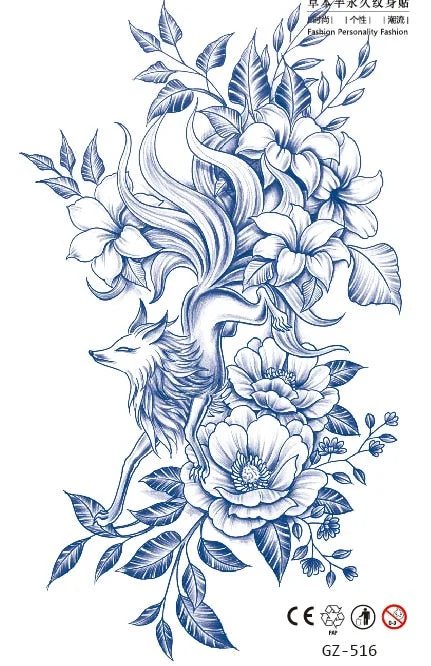Temporary Waterproof Tattoo Stickers Butterfly Deer Rabbit Flower Juice Ink Lasting Boy Girl Chest Neck Hand Fake Bracelet Tatoo