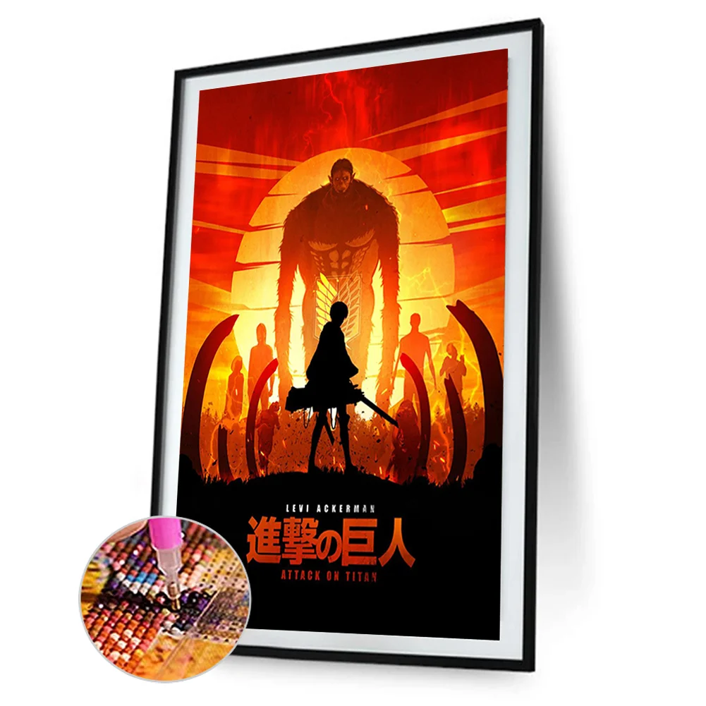 Full Round Diamond Painting 35*50cm - Attack On Titan - Silhouette