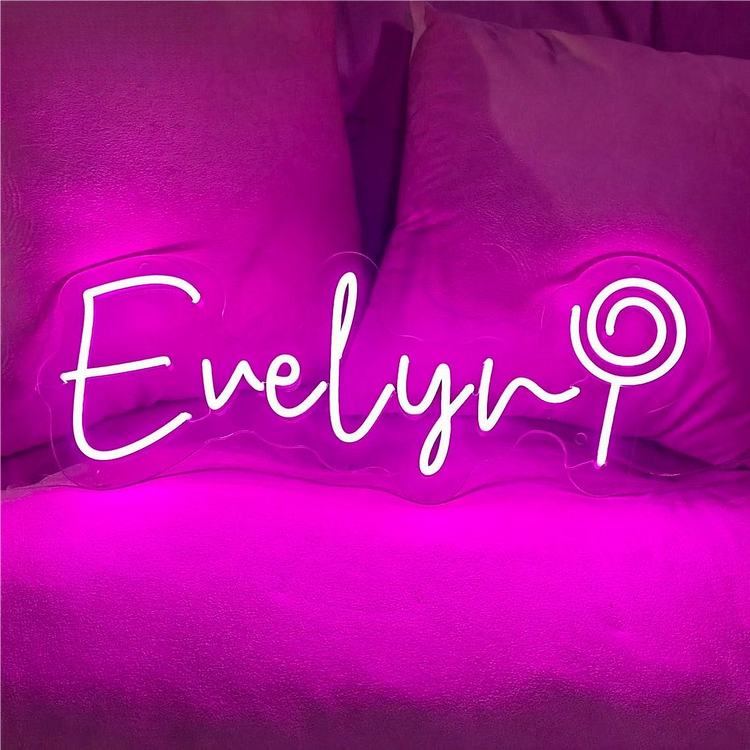 Blanketcute-Personalized 100% Handmade Lollipop LED Neon Sign with Your Kid's Name