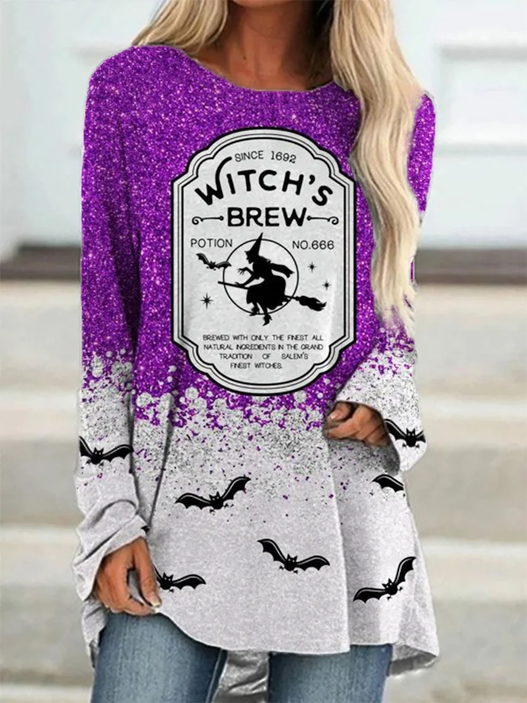 Wearshes Witch's Brew Glitter Contrast A Line T Shirt