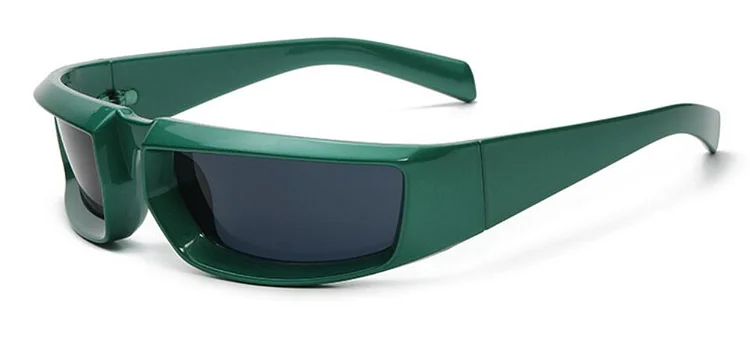 Trendy Y2K Sun Glasses For Women Men Cool Wrap Around Vintage Black White Silver Rectangle Sunglasses 2000&lsquo;s Goggles Steampunk