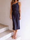 Solid Color One-Shoulder Backless Sexy Slim Midi Dress
