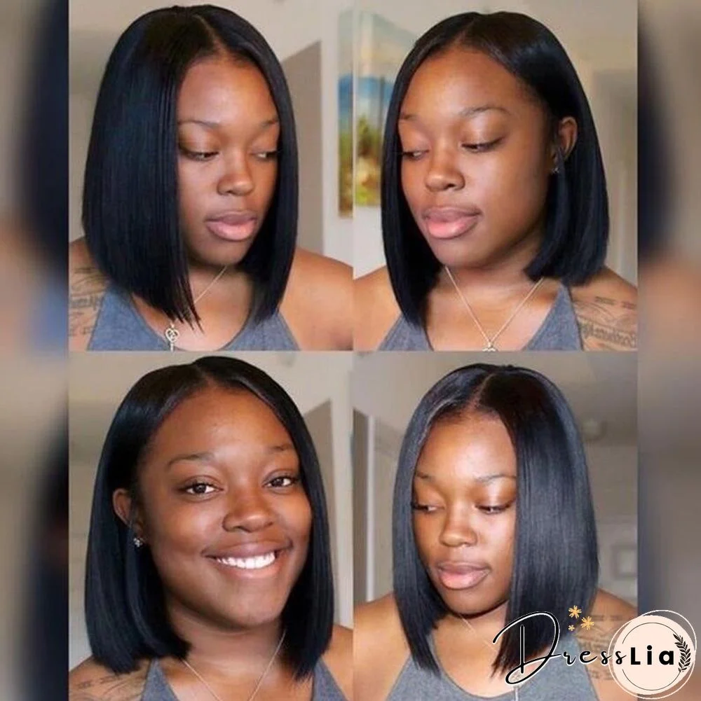 Chemical Fiber High Temperature Silk Women's Medium Split Short Straight Hair