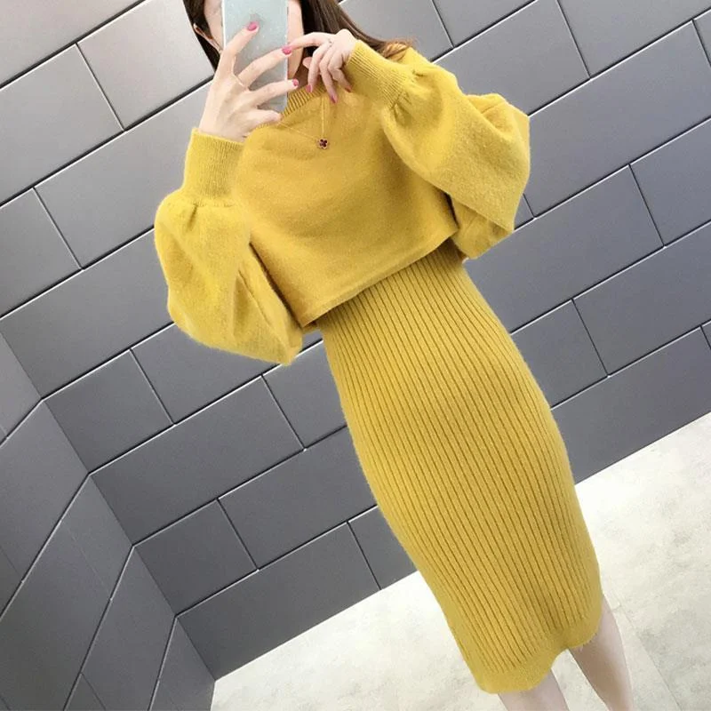 Toloer Toloer Women's Sweater Two-Piece Skirt Autumn Dress 2024 New Autumn Women's Autumn And Winter Fashion Professional Suit Women Spring And Autumn-Outfit Ideas